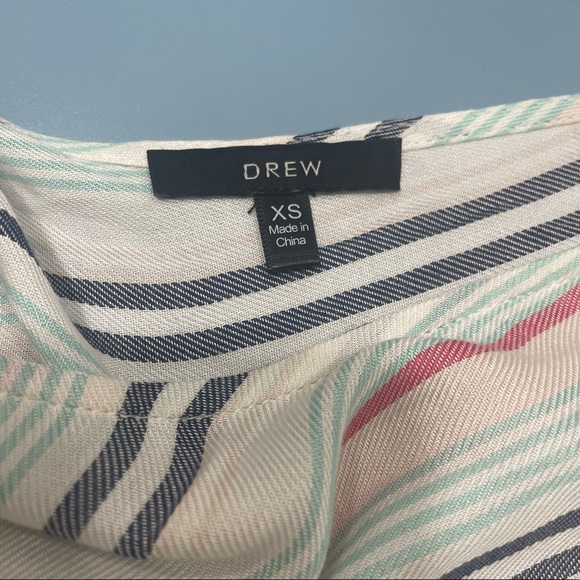 Drew Striped Statement Top Low Back Statement Sleeves Deep Scoopneck XS - Picture 7 of 12
